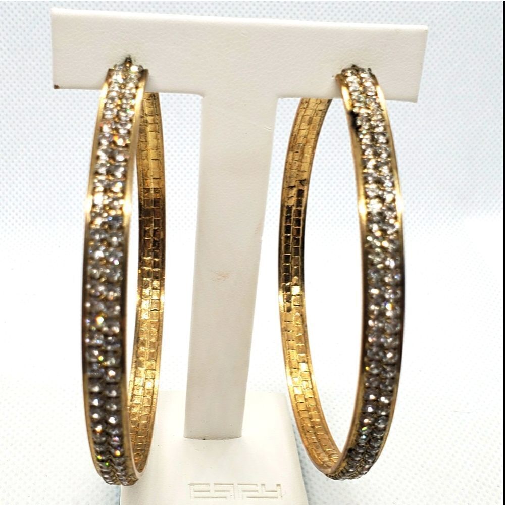 Joy Gold Rhinestone Hoop Earrings